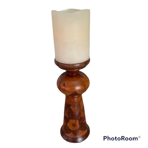 VINTAGE Mid Century Carved Wooden Vase - Picture 4 of 4